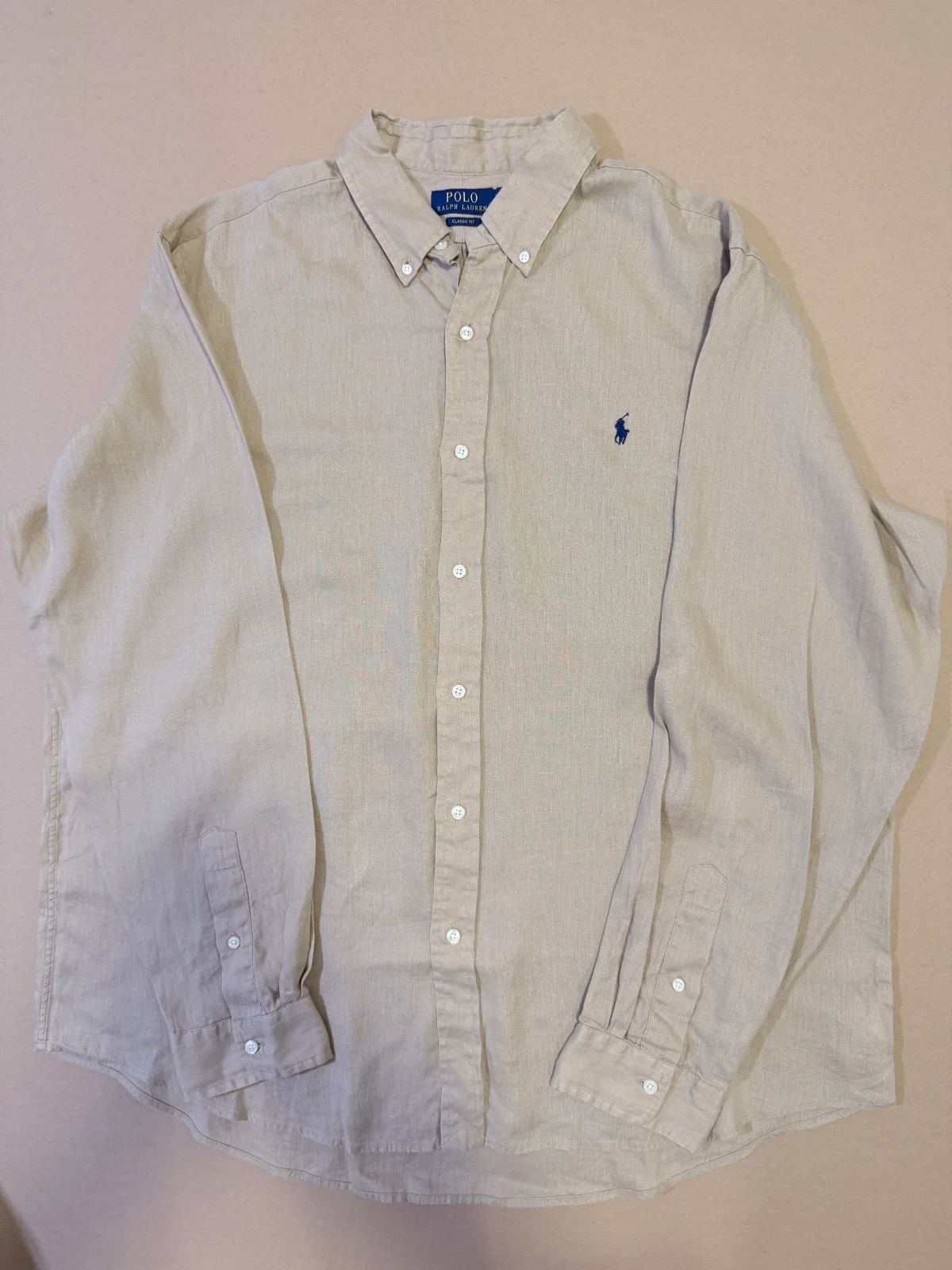 חולצת פשתן בז׳ · Polo Ralph Lauren
