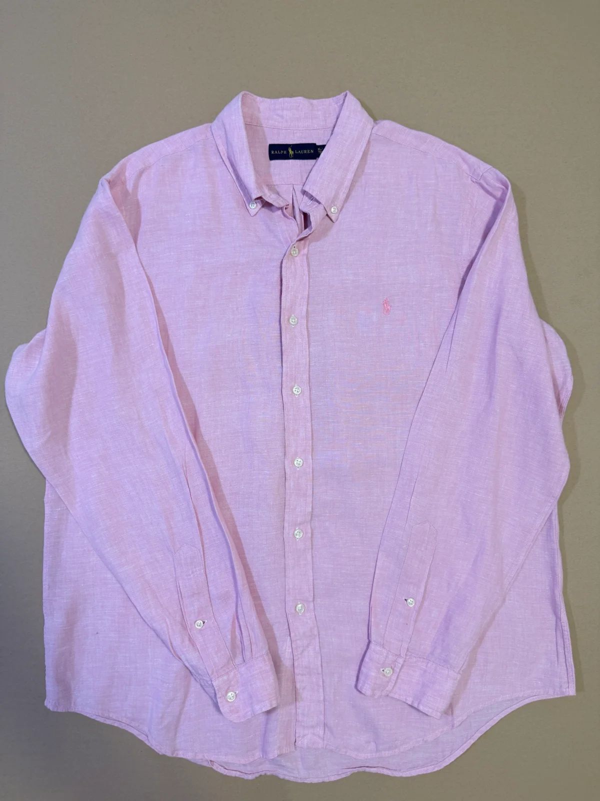 חולצת פשתן שרוול ארוך ורודה · Polo Ralph Lauren