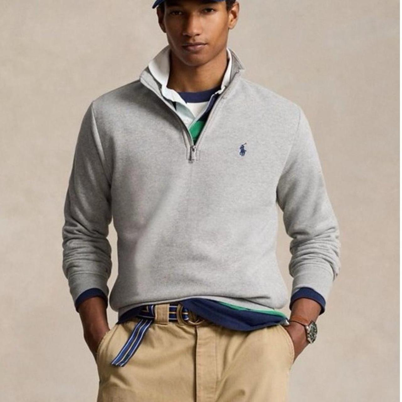 חולצת פולו quarter zip אפורה · Polo Ralph Lauren